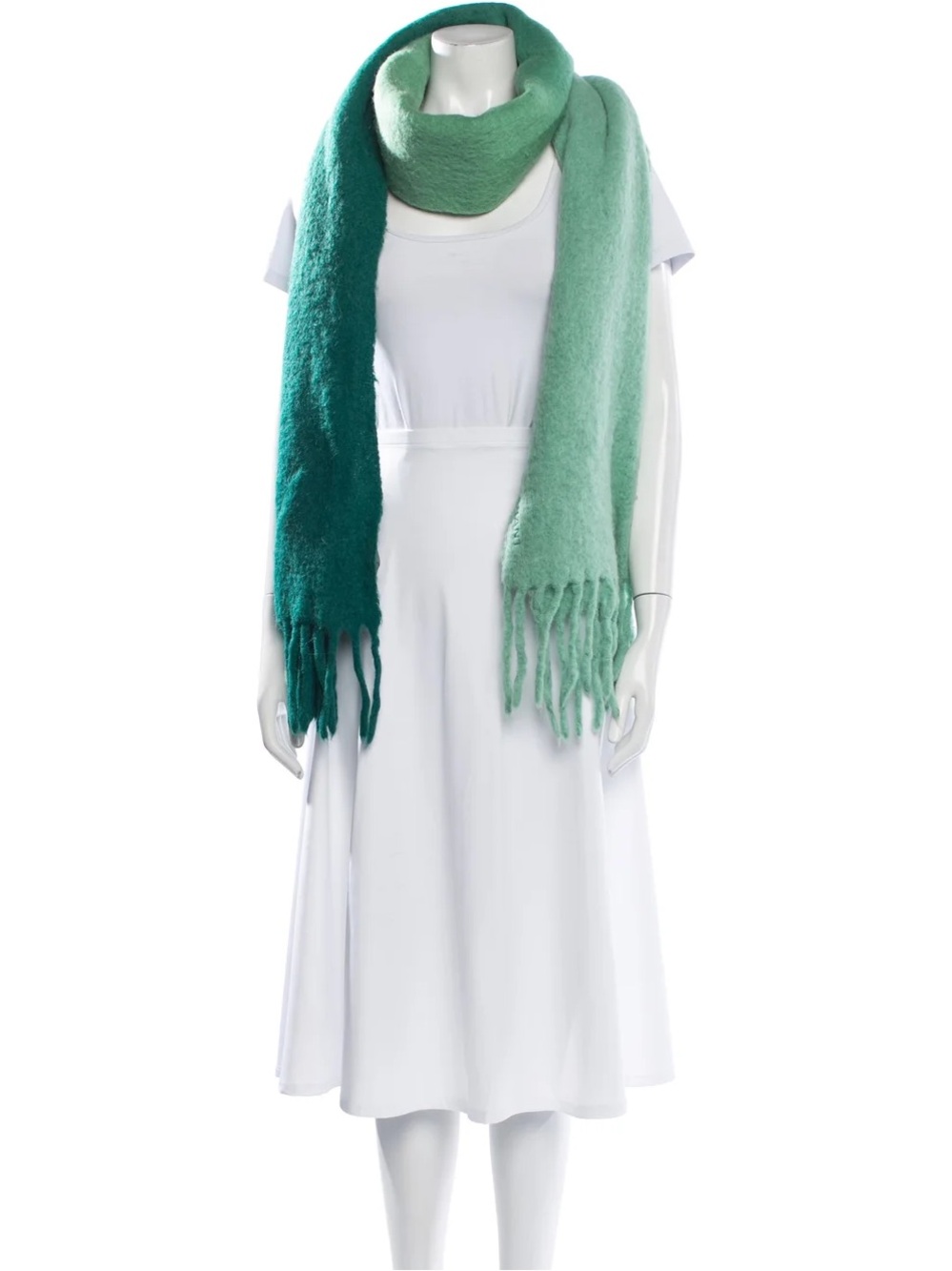 Isabel Marant Two-Toned Green Alpaca Wool Scarf